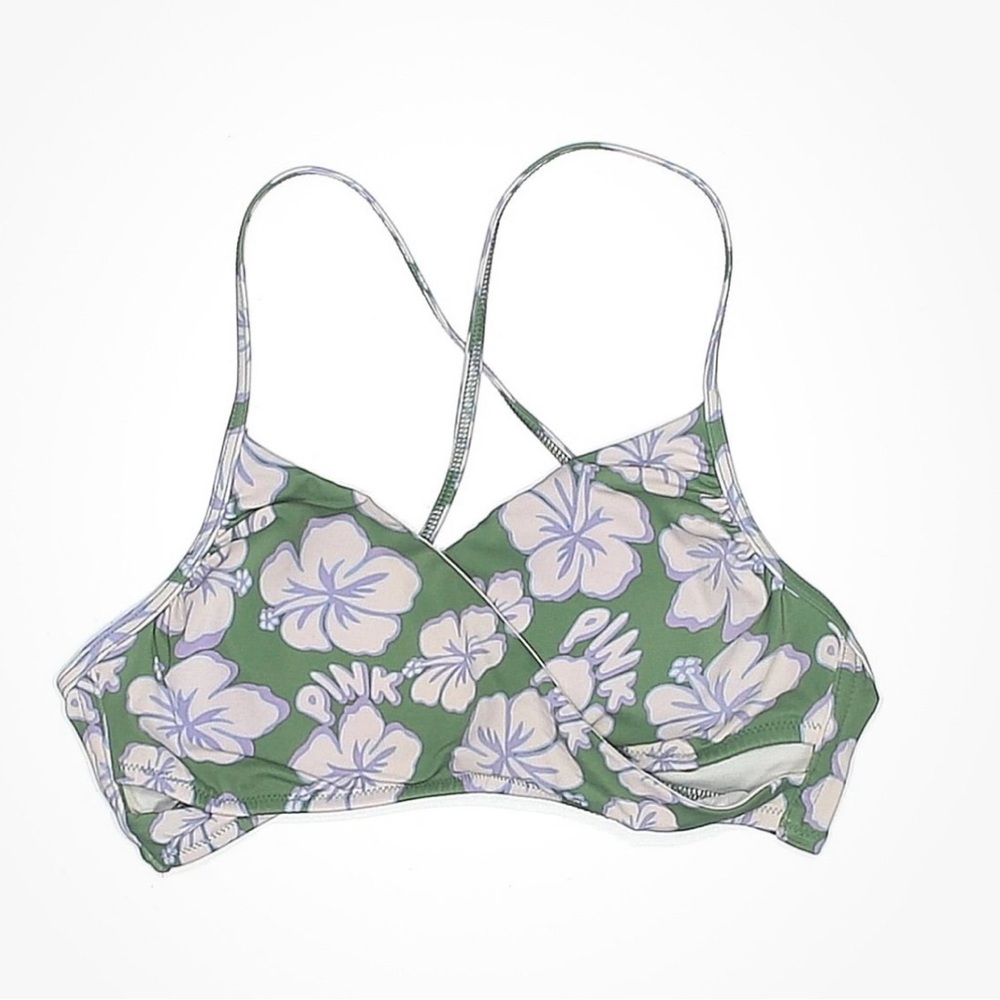 Victoria’s Secret PINK Green Floral Bikini Top Size XL NWOT